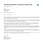 Incident Report on Racist Employee gratis en premium templates