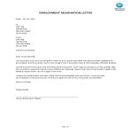 Short Employment Resignation Letter gratis en premium templates