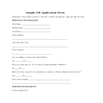 Simple Job Application Form Sample gratis en premium templates