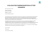 College Recommendation Letter gratis en premium templates
