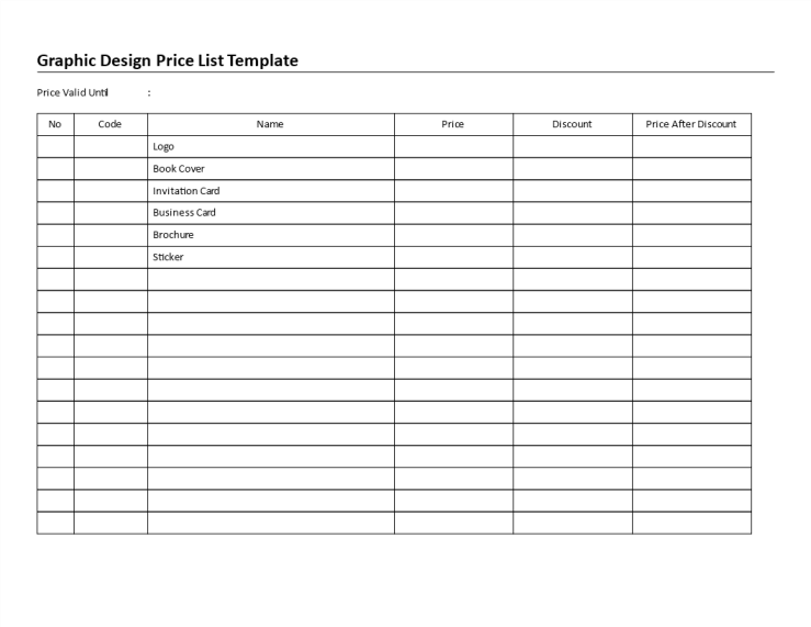 Graphic Design Price List gratis en premium templates