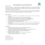 Psychometrician Job Description gratis en premium templates