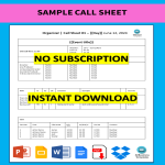 Sample Call Sheet gratis en premium templates