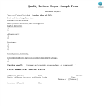 Quality Incident Report Sample gratis en premium templates