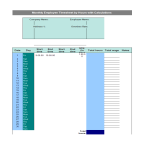 Monthly Employee Timesheet by hours with calculations template gratis en premium templates