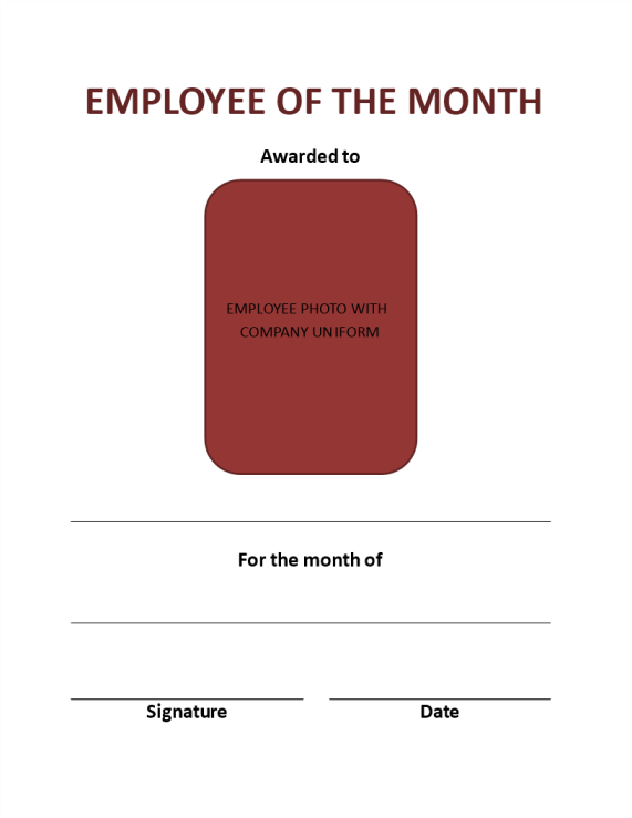 Monthly Employee Certificate Example (Portrait) gratis en premium templates