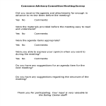 Consumer Advisory Committee Meeting Survey gratis en premium templates