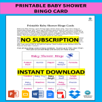 Printable Baby Shower Bingo Card gratis en premium templates