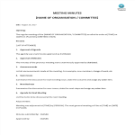 Minutes of Meeting (Name of Organization / Committee) gratis en premium templates