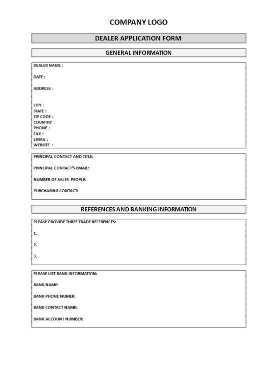 template topic preview image Dealer Application Form