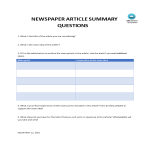 Newspaper Article Summary Questions gratis en premium templates