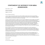 Letter of Interest for MBA Admission gratis en premium templates