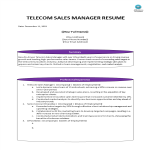 Telecom Sales Manager Resume gratis en premium templates
