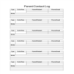 Parent Student Contact Log gratis en premium templates