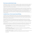Nursing Leadership Essay Sample gratis en premium templates