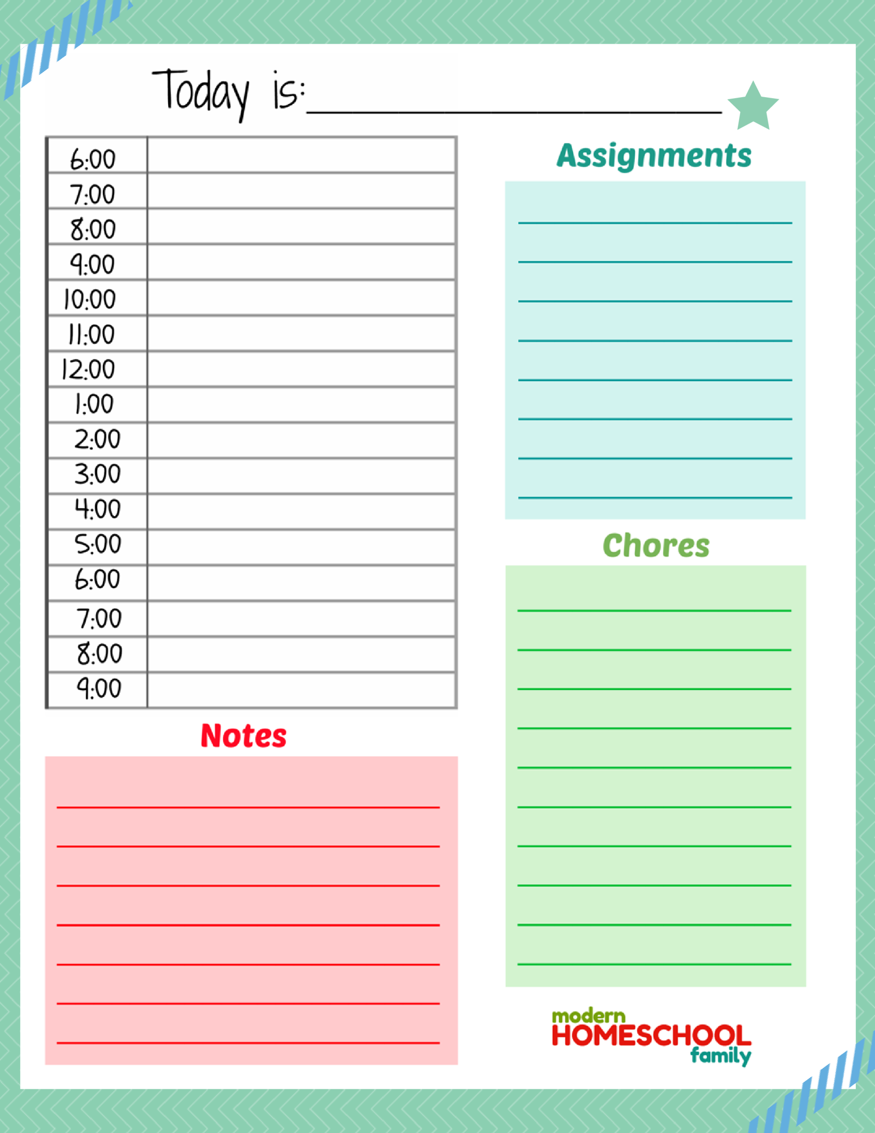 template topic preview image Home School Daily Planner