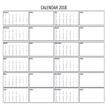 template topic preview image 2018 Calendar Excel Template A3 with Notes