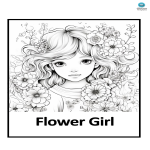 Pretty Lady With Flowers Coloring Page gratis en premium templates