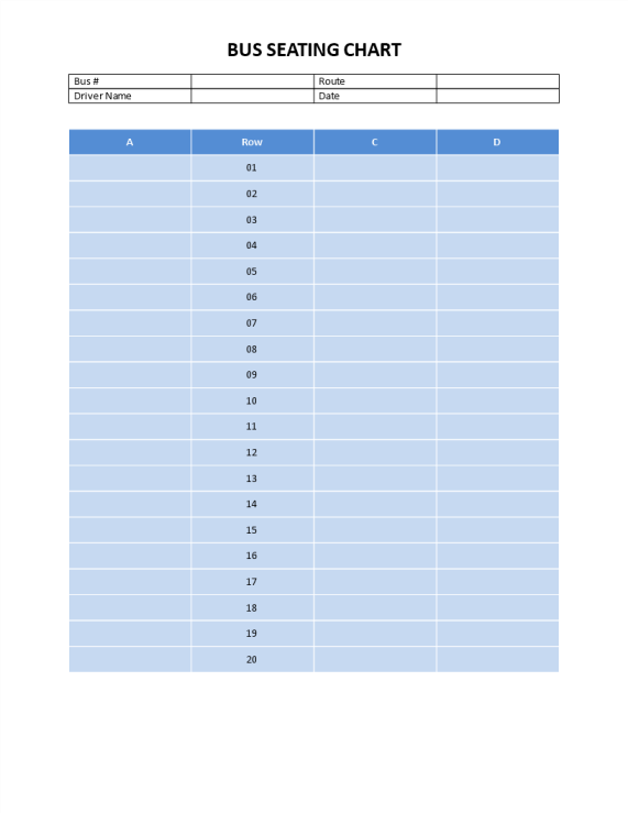 template topic preview image Bus Seating Layout Word Example