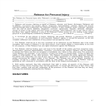 Personal Injury Release Waiver Agreement gratis en premium templates