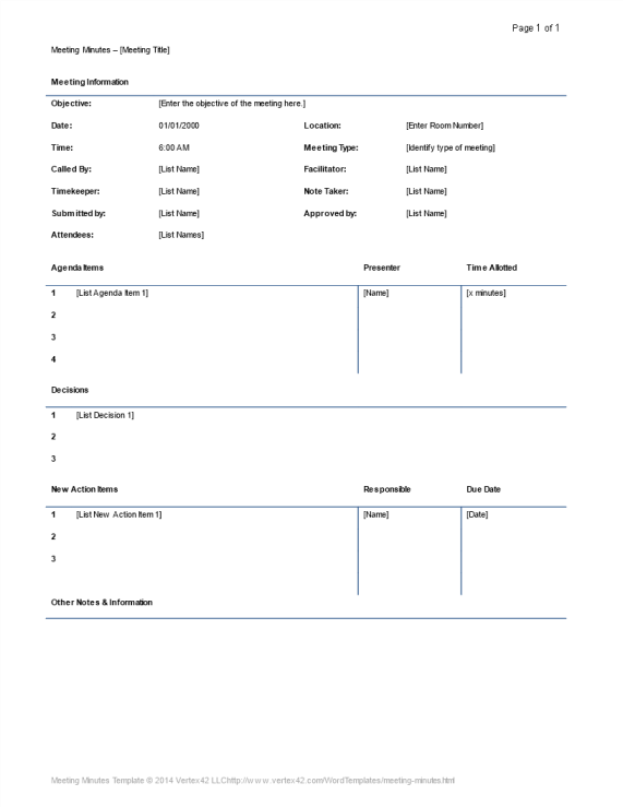 Detailed Meeting Minutes template gratis en premium templates