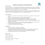 Material Handler Job Description gratis en premium templates