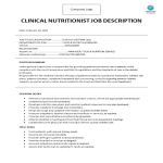 Clinical Nutritionist Job Description gratis en premium templates