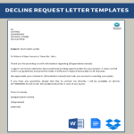 Declination Letter for Request gratis en premium templates