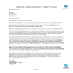 Letter Of Recommendation For Student Teacher gratis en premium templates