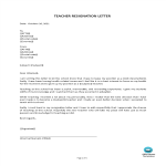 Teaching Job Resignation Letter gratis en premium templates