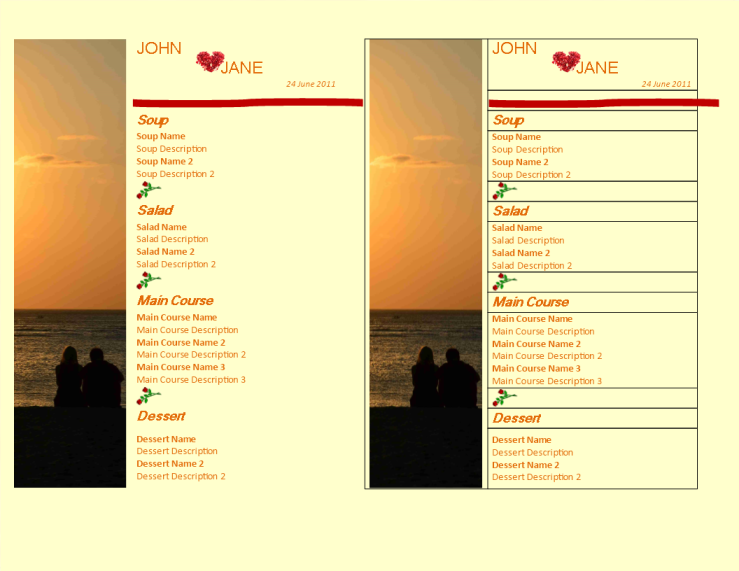 template topic preview image Wedding food menu template