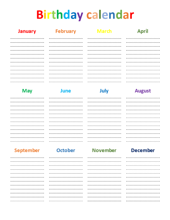 Birthday Chart gratis en premium templates