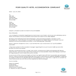 Complaint Letter to Hotel for Accommodation gratis en premium templates