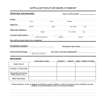 template preview imageJob Application form for Employee