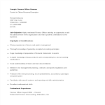 Finance Officer Resume gratis en premium templates