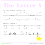 Learn to write letter S gratis en premium templates