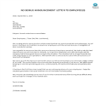 No Bonus Announcement Letter to employees gratis en premium templates