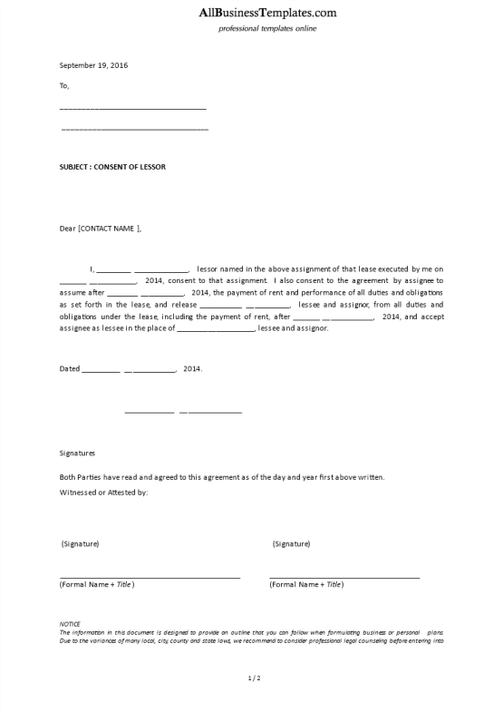 template topic preview image Consent Of Lessor