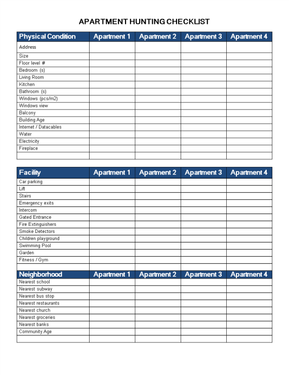 template preview imageApartment Evaluation Checklist