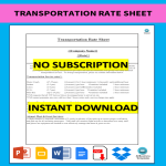 Transportation Rate Sheet gratis en premium templates