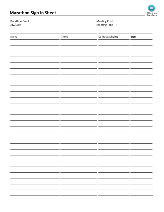 template topic preview image Marathon Sign-in Sheet.doc