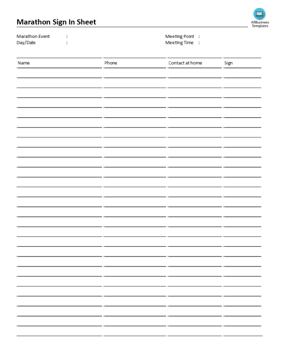 Marathon Sign-in Sheet.doc gratis en premium templates