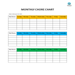 Monthly Chore Chart For Kids gratis en premium templates
