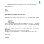 image Acknowledgment Of Notification Of Lease Transfer