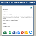 Internship Resignation Letter printable gratis en premium templates