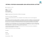 Petrol Station Manager Job Application Letter gratis en premium templates