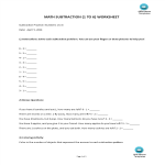 template topic preview image Single digit subtraction Grade 1 Math Worksheet
