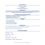 template topic preview image MBA Fresher Curriculum Vitae example