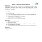 Marine Electrician Job Description gratis en premium templates