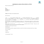 template preview imageMarriage Leave Application Letter